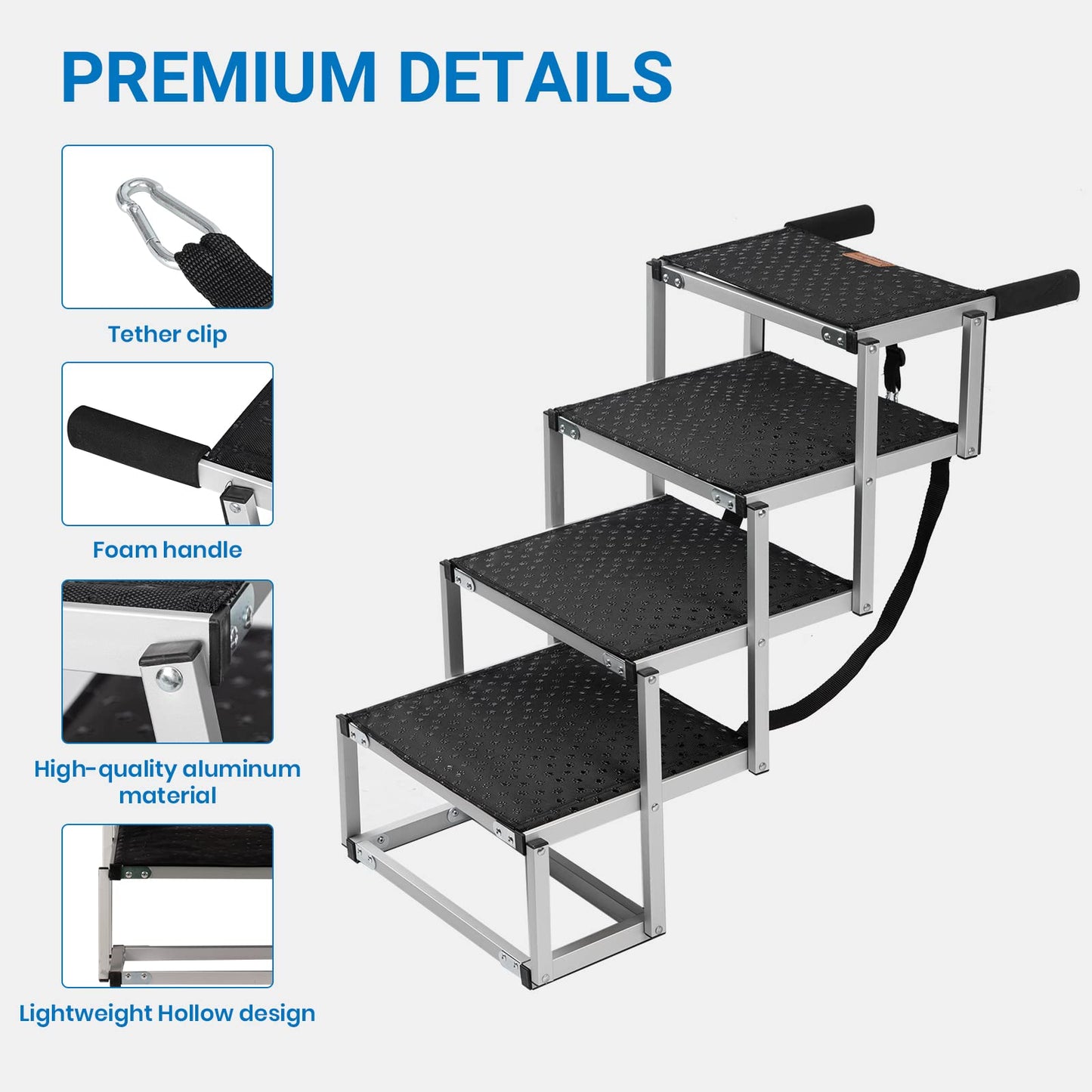 Pet Steps Lightweight Aluminum Foldable Dog Steps for Cars and SUV