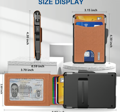 ✨AirTag Wallet for Men - with Pop Up Aluminum Case Money Clip Slim Leather Slots Credit Card Holder RFID Blocking Bifold Minimalist Wallet