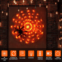 Halloween Decoration Spider Web Lights with Timer - 96 LED Black Spider Cobweb Lights with Remote🎃🎃