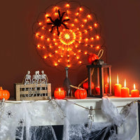 Halloween Decoration Spider Web Lights with Timer - 96 LED Black Spider Cobweb Lights with Remote🎃🎃