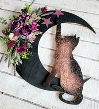 Witchy Celestial Door/Art Halloween Lunar Decor Kitty Lovers Gift