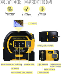 Laser Tape Measure, 2 in 1 Digital Laser Distance Meters with LCD Display & self-Locking Device, 40m Rechargeable Laser Measurement Tool & 5m Tape Measure, Area/Volume/Distance