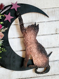 Witchy Celestial Door/Art Halloween Lunar Decor Kitty Lovers Gift