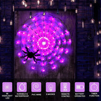 Halloween Decoration Spider Web Lights with Timer - 96 LED Black Spider Cobweb Lights with Remote🎃🎃