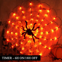 Halloween Decoration Spider Web Lights with Timer - 96 LED Black Spider Cobweb Lights with Remote🎃🎃